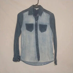 Volcom Two Tone Denim Button Up Shirt,  Size XS
